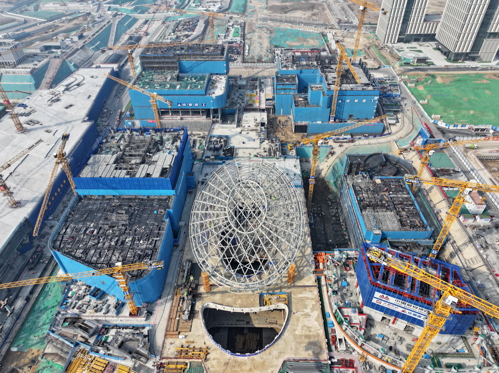 这是雄安新区国贸片区建设现场（2月27日摄，无人机照片）。