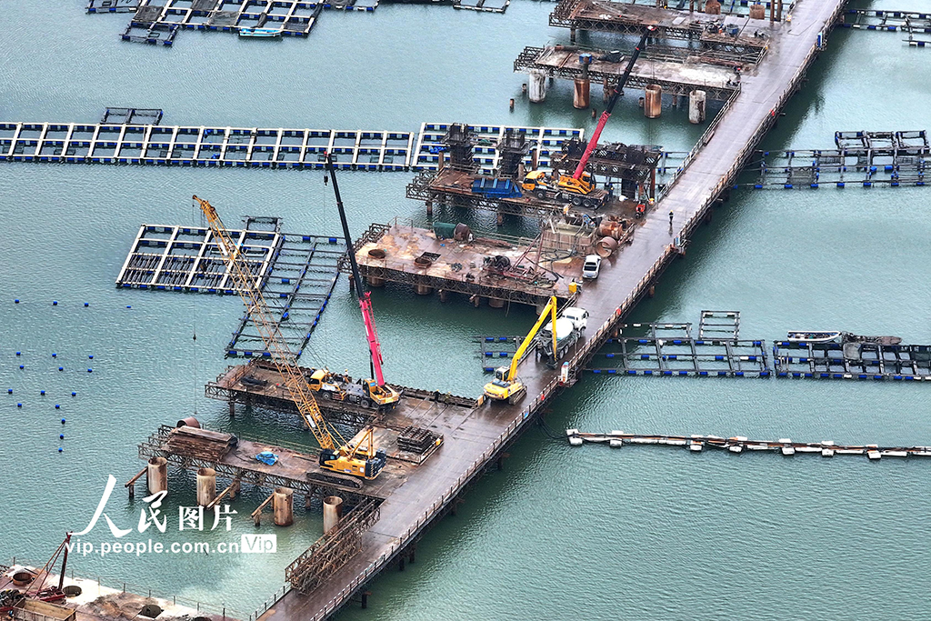 福建莆田：后海跨海特大桥施工正酣