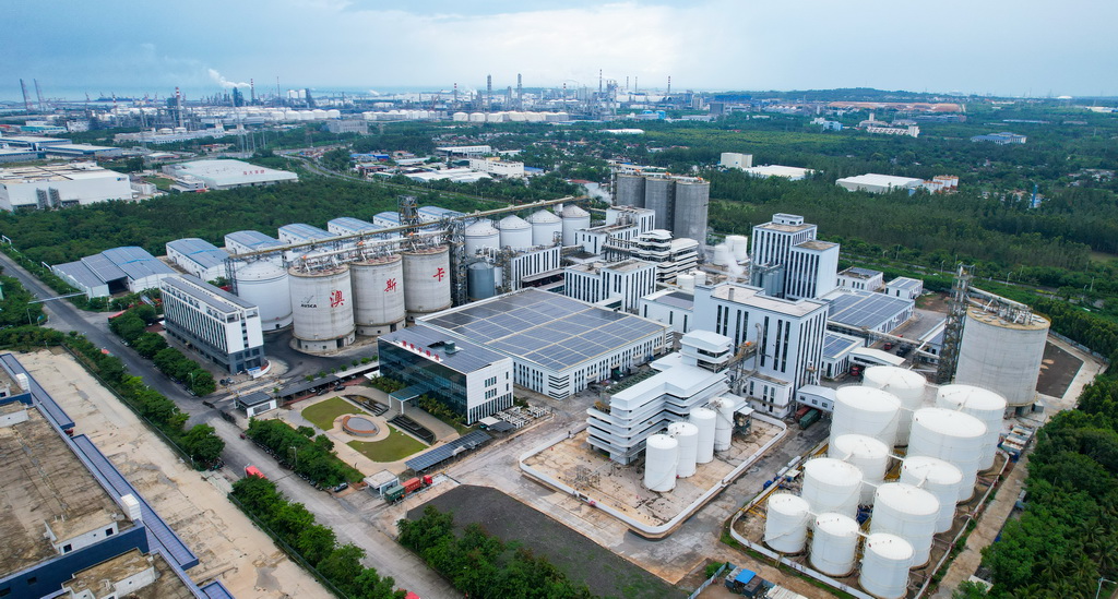 这是位于海南洋浦经济开发区保税港区的澳斯卡国际粮油有限公司（5月27日摄，无人机照片）。新华社记者 杨冠宇 摄