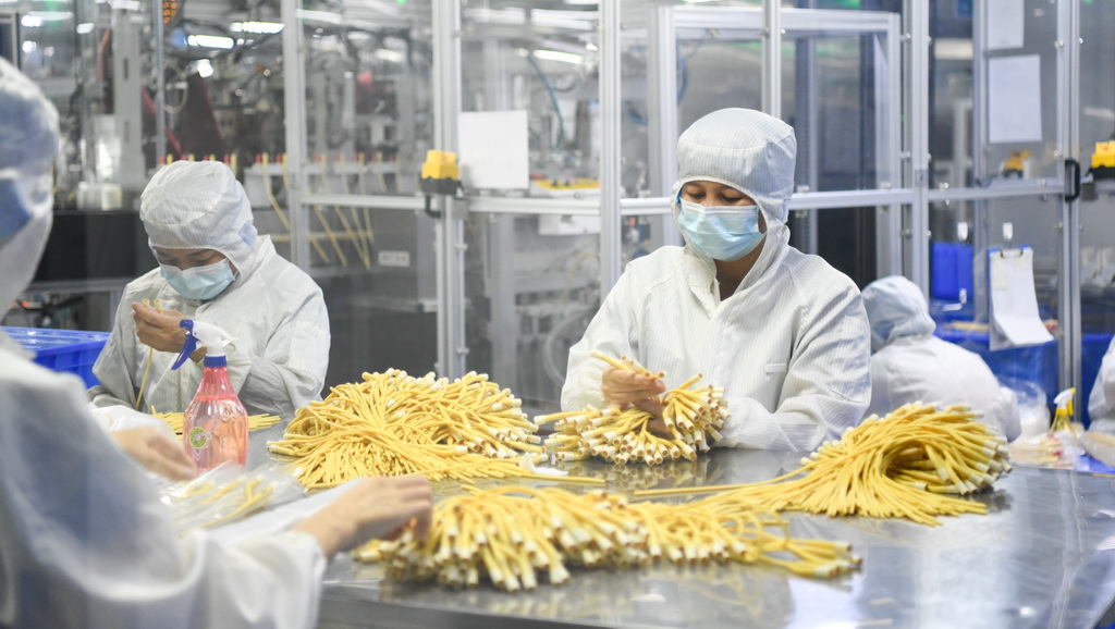 工作人员在海南维力医疗科技开发有限公司生产车间里工作（5月21日摄）。新华社记者 杨冠宇 摄