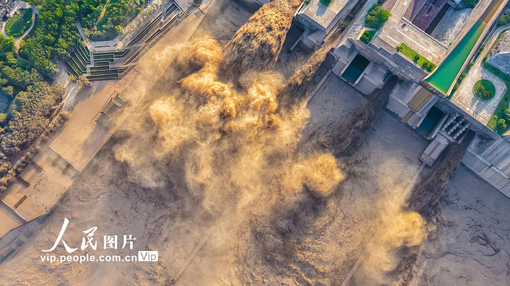 河南洛阳：黄河小浪底再现“黄龙出闸”景观【3】