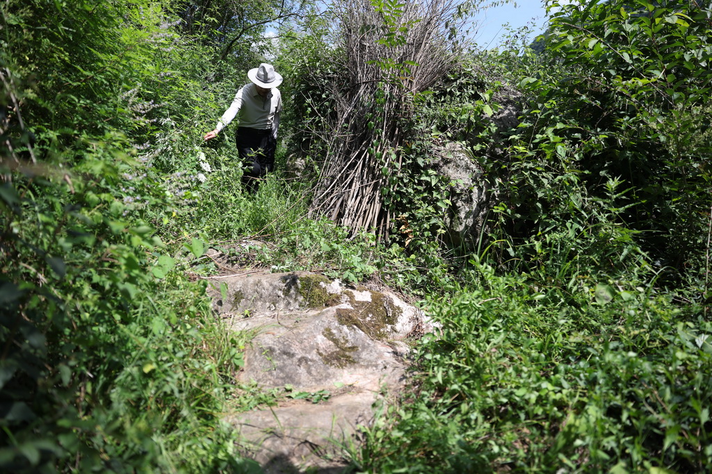 7月14日在青泥岭拍摄的碥道遗存。新华社记者 陈斌 摄