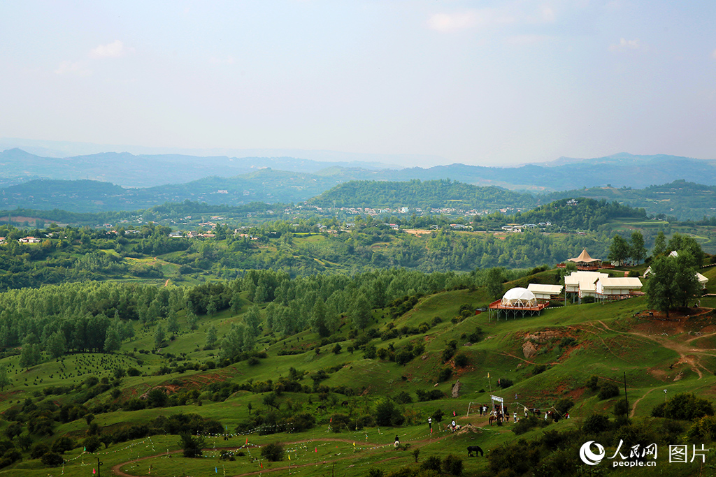2025年8月4日，甘肃省临夏州耳子屲梁生态葱茏，青山入画。近年来，临夏州全面推行绿色发展，生态环境质量持续提升。人民网记者 米媛摄