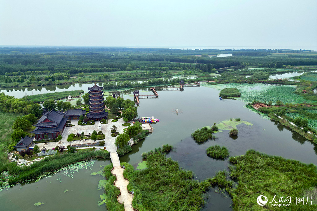 2025年8月4日，曾经“网箱密布”的东平湖，如今已重现“水清岸绿”的生态画卷。近年来，山东省东平县系统推进退渔还湖、清网还清等综合治理工程，实现湖区从“人进湖退”到“人退湖进”的深刻转变。一湖清水，映照着人与自然的和谐共生，也生动诠释着“绿水青山就是金山银山”理念的实践。人民网 庄润泽摄