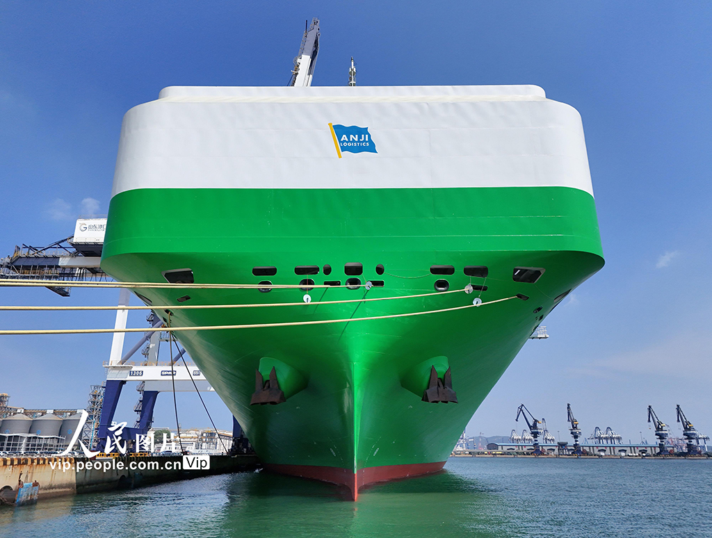 山东烟台：全球最大9500车位汽车运输船抵港装车【2】