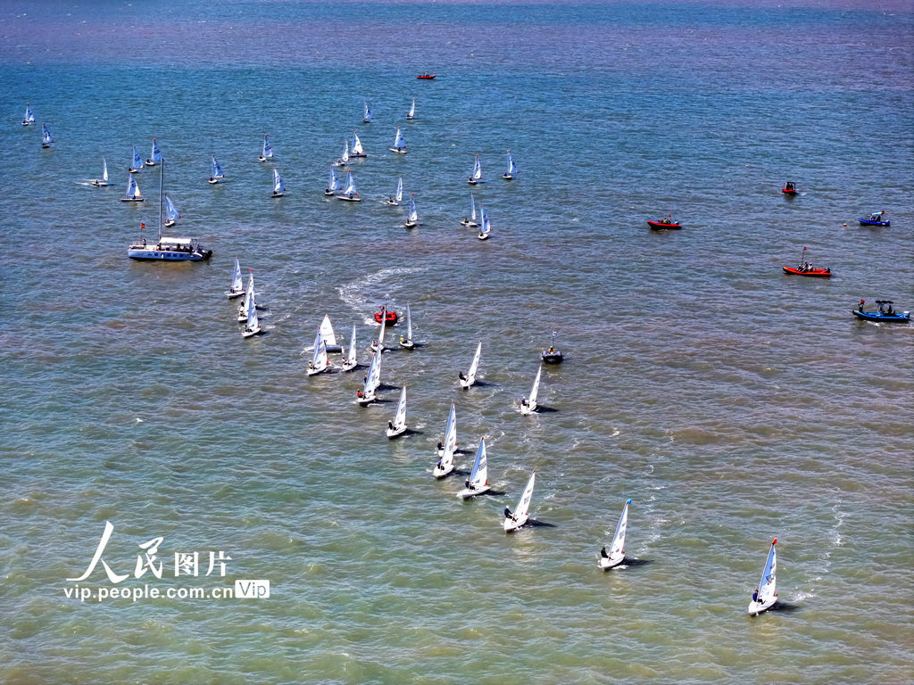 2025年8月30日拍摄的2025年浙江省青少年帆船帆板锦标赛现场。