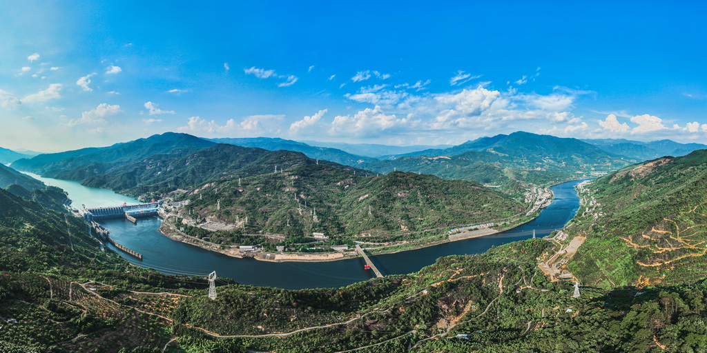 这是9月6日在福州市闽清县拍摄的水口水电站（无人机合成照片）。