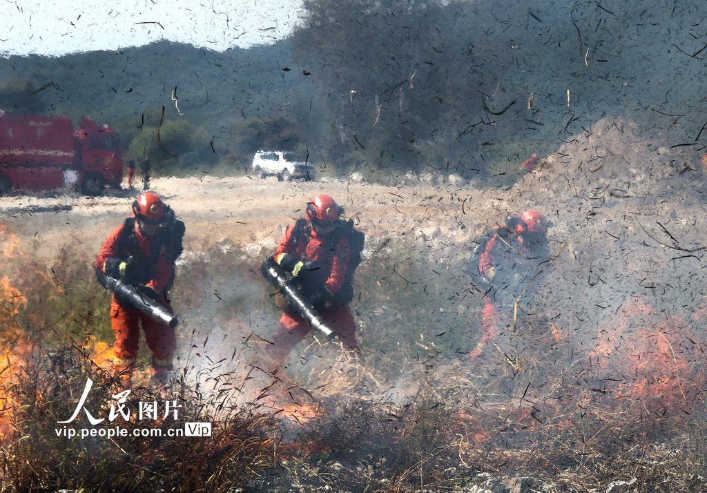 9月11日，黑龙江省森林消防总队哈尔滨市支队在进行分队灭火战斗训练。