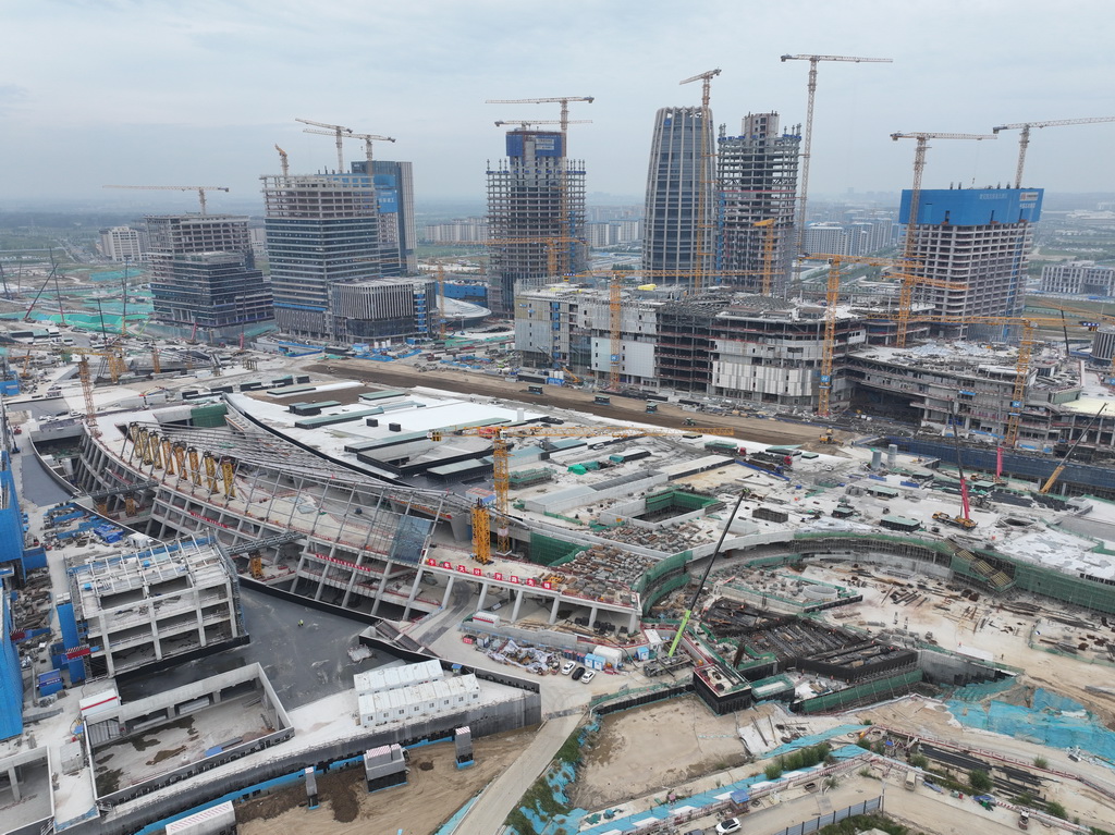 雄忻高铁雄安地下段及相关配套工程四标段建设现场（9月12日摄，无人机照片）。