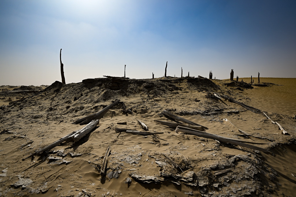 这是尼雅遗址内建筑遗迹等（10月17日摄）。