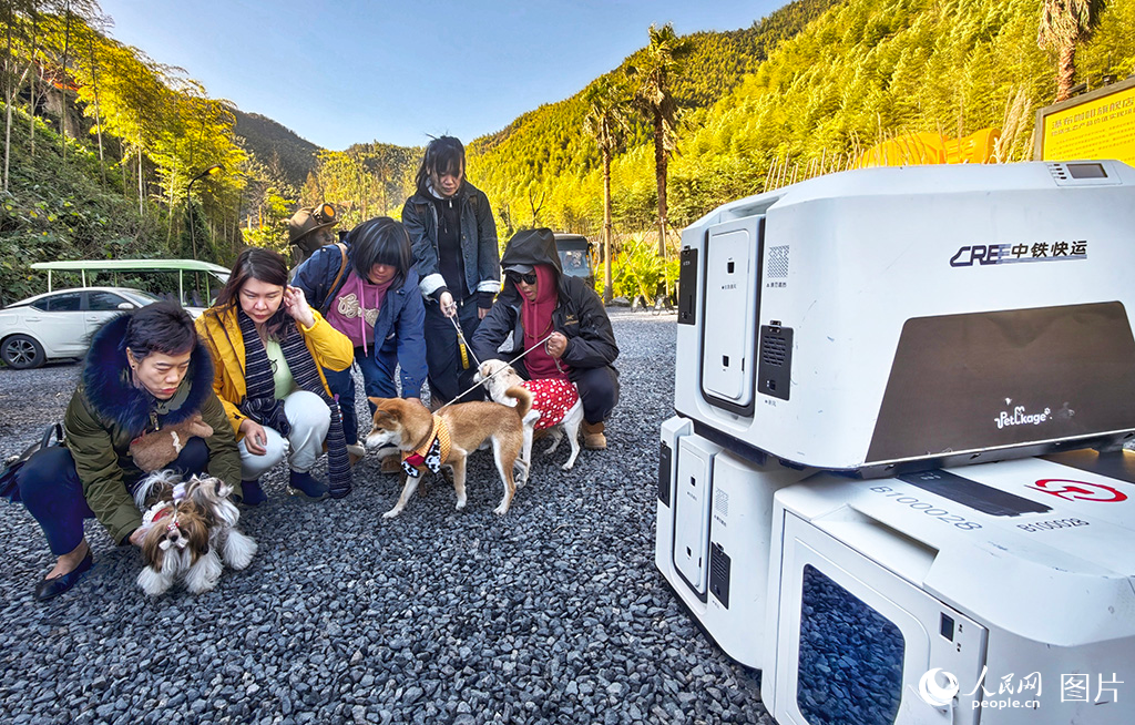 携宠游客心情愉悦到达景区准备游玩。