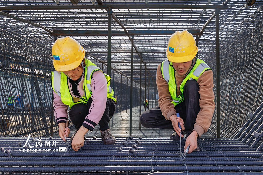 江苏宿迁：施工中的潍宿高铁跨京杭大运河特大桥【2】