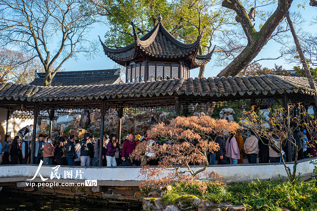 江苏苏州：拙政园宜两亭重新对外开放 游客大排长队争相打卡【7】