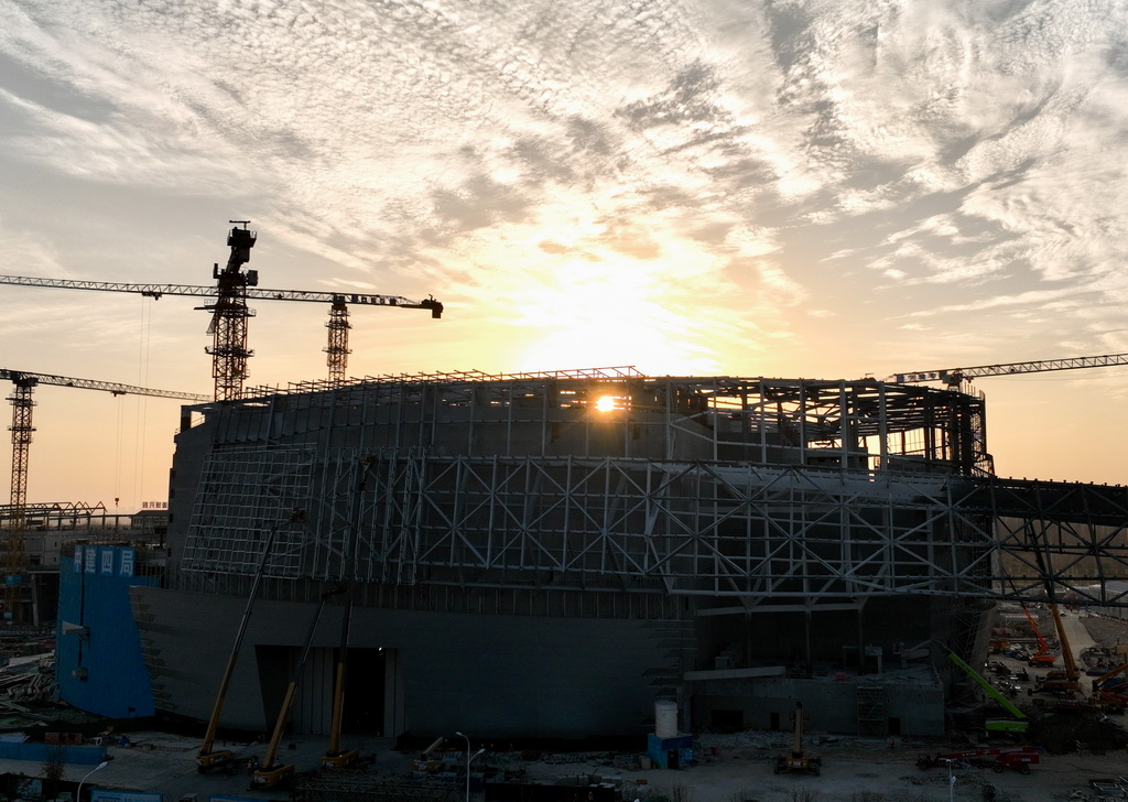 12月9日拍摄的紧凑型聚变能实验装置（BEST）建设现场（无人机照片）。