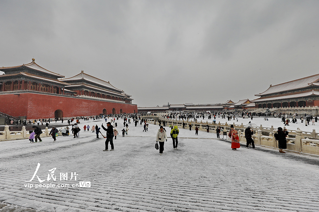 北京迎来冬季首场降雪 故宫银装素裹【6】