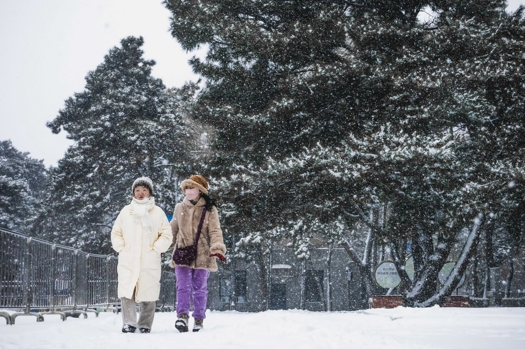 12月23日，长春市民冒雪出行。