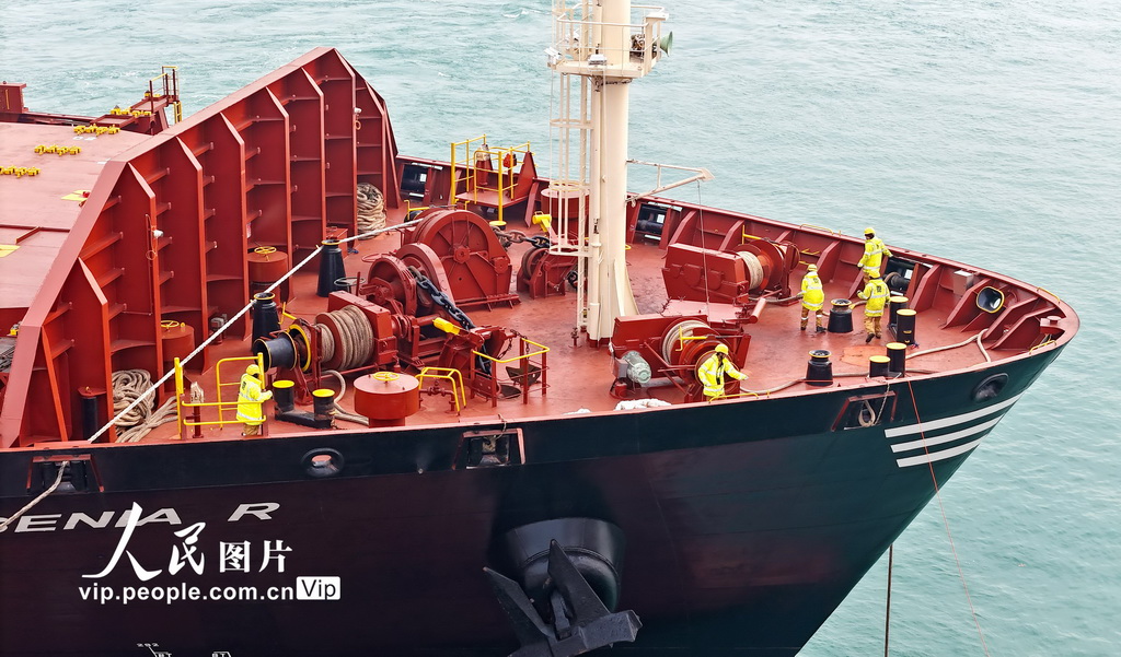 1月4日，澳洲直航新航线首班船舶——“地中海杰西尼亚”轮靠泊山东港口青岛港。