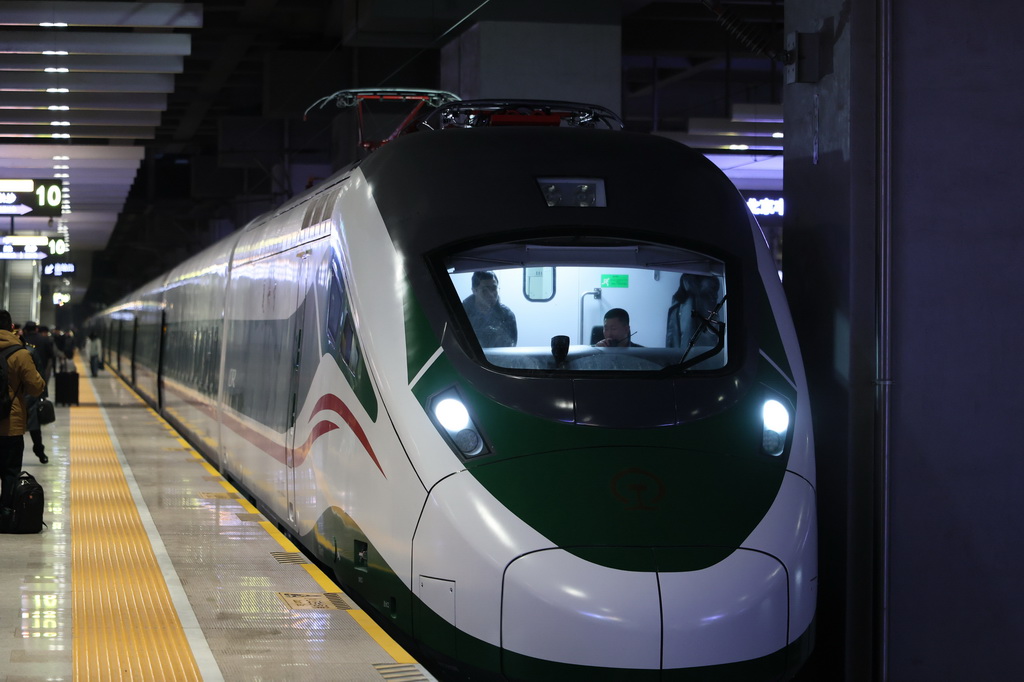 1月19日，动集列车停靠在北京丰台站。