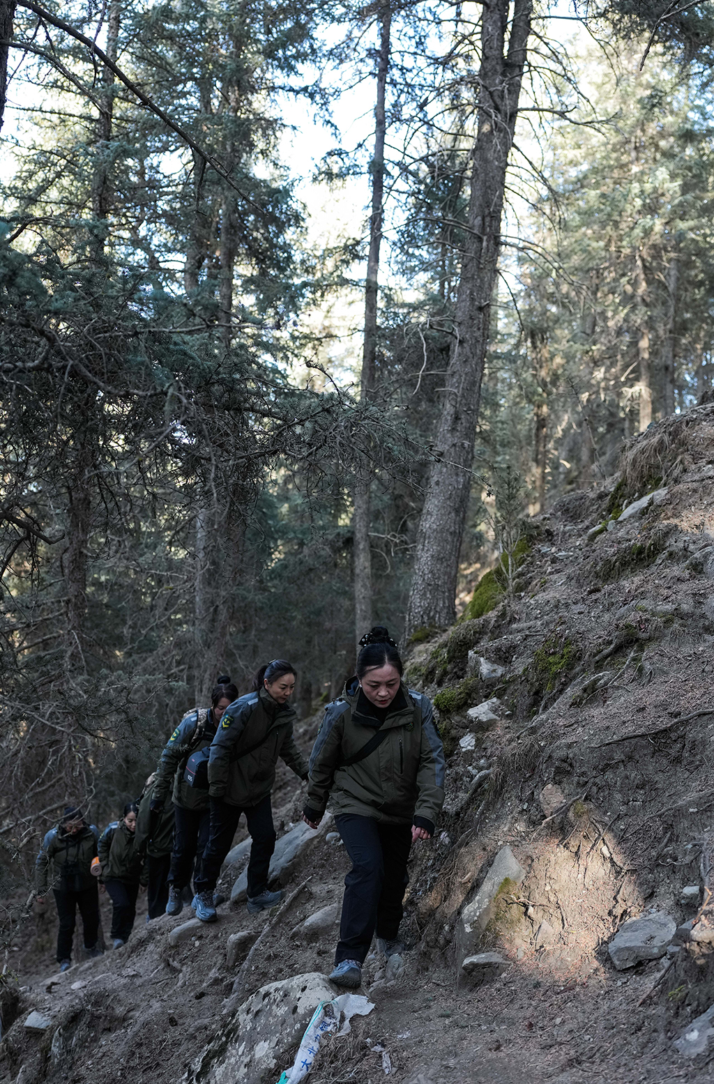 3月6日,祁连山国家公园(候选区)青海片区青阳沟管护站女子管护员在巡护祁连山。