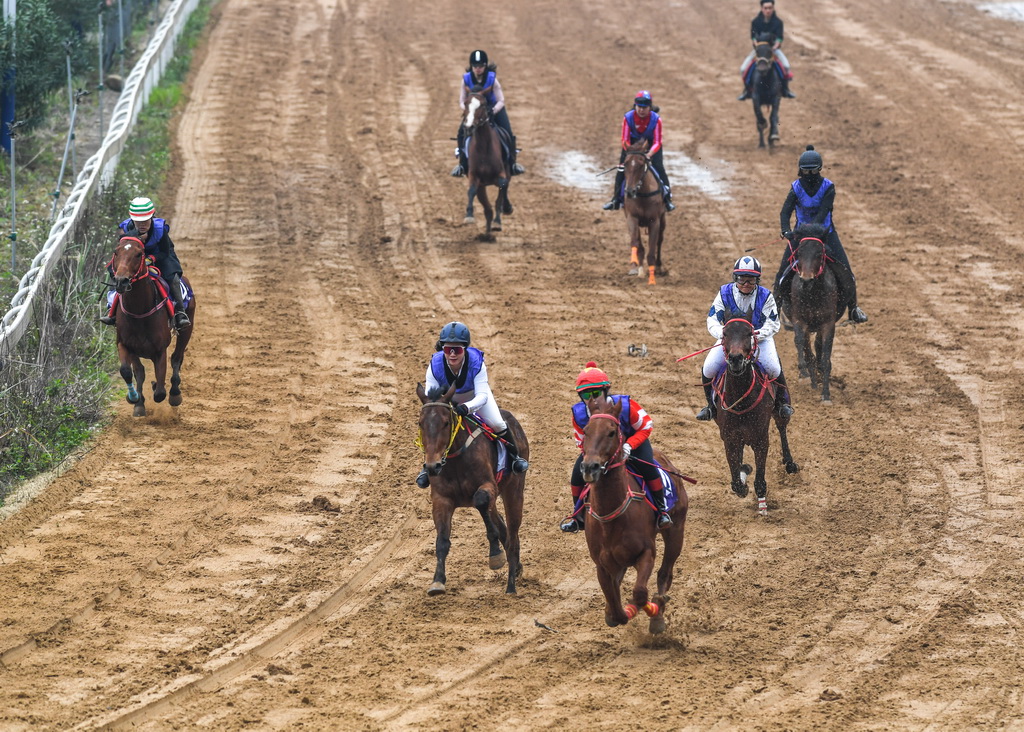3月7日，选手在贵州省三都水族自治县参加“村马”比赛。