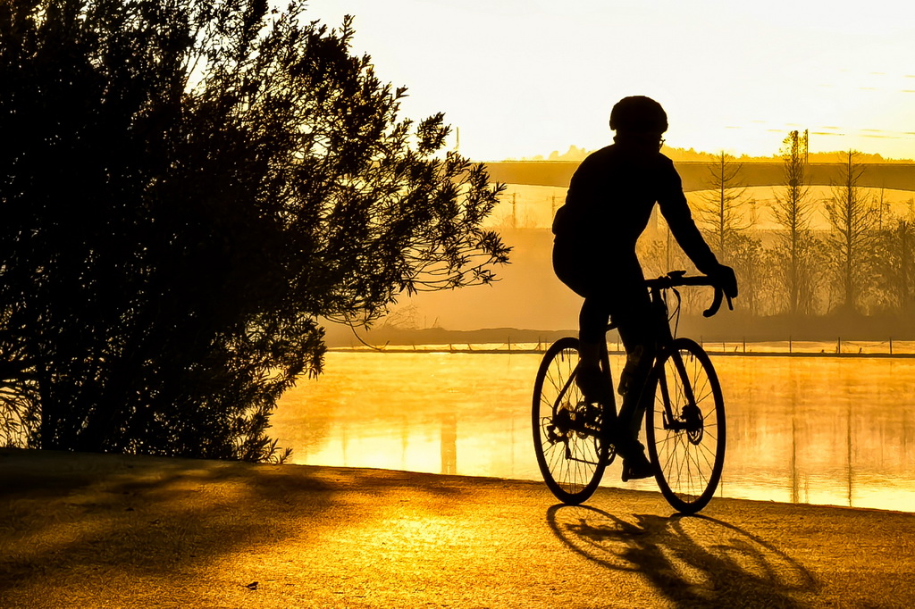 市民在武汉市东湖绿道骑行(2025年12月14日摄)。新华社记者 肖艺九 摄