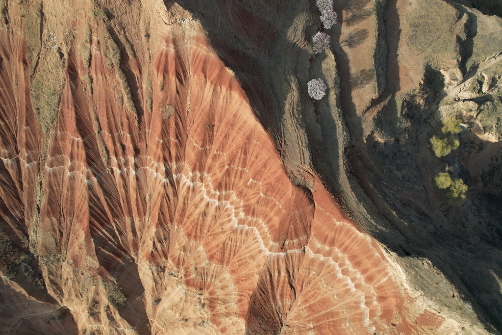 这是4月3日拍摄的甘肃东乡“羊肉卷”地貌（无人机照片）。