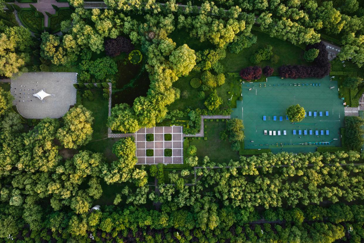 宝鸡市区渭河沿岸建设的运动休闲空间（无人机照片，2024年5月9日摄）。新华社记者 邵瑞 摄